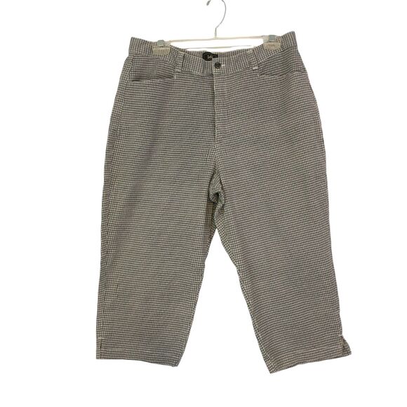 Lee Pants - Lee Womens Gray White small Plaid Capris Pants, Flat Front, sz 16,‎ 34 waist